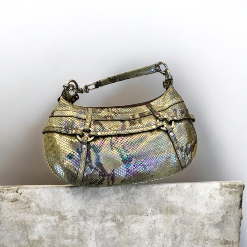 ADRIENNE VITTADINI GENUINE SNAKE SKIN PRINT LEATHER BAG GOLD HARDWARE